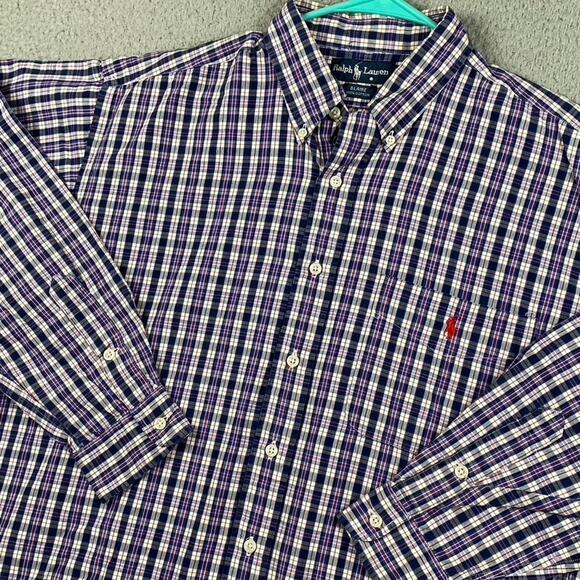 VTG Ralph Lauren Blaire Button Down Shirt Men's L Blue Red Plaid Causal Preppy - Picture 1 of 9